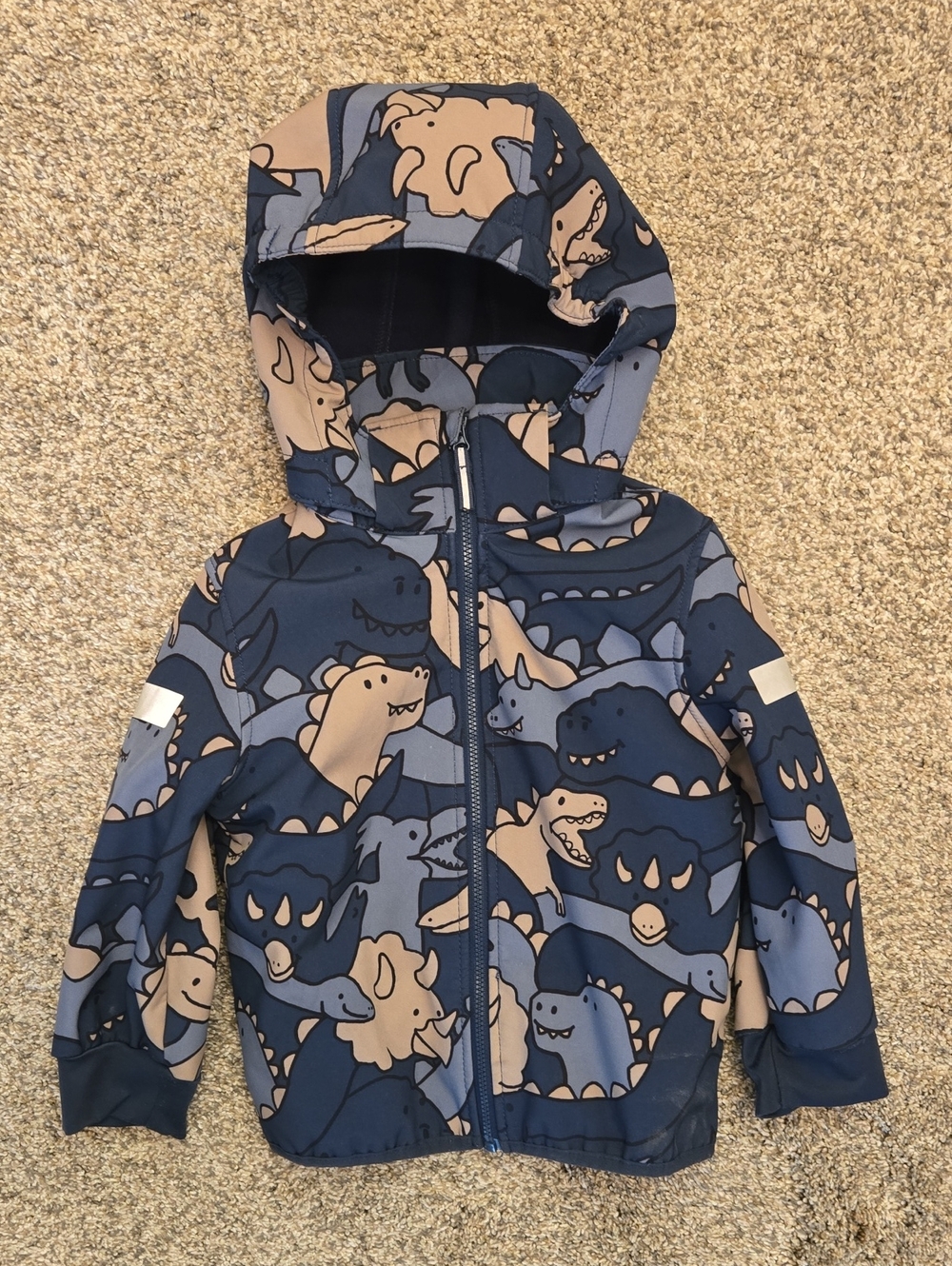 H&M Kids' Navy & Beige Dinosaur Hooded Zip Jacket 2T